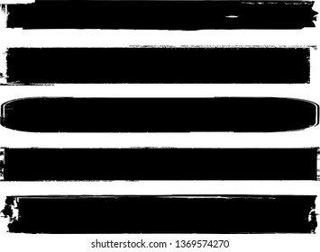 Grunge Paint Roller . Vector brush Stroke . Distressed banner . Black stripes isolated. paintbrush collection . Modern Textured shape . Dry border in Black . Bulge lines