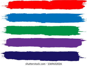 Grunge Paint Roller . Vector brush Stroke . Distressed banner . Rainbow color stripes isolated. paintbrush collection . Modern Textured shape . Dry border in Black . Bulge lines