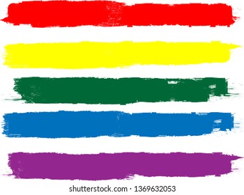 Grunge Paint Roller . Vector brush Stroke . Distressed banner . Rainbow color stripes isolated. paintbrush collection . Modern Textured shape . Dry border in Black . Bulge lines