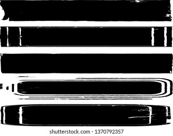Grunge Paint Roller . Vector brush Stroke . Distressed banners, stamps . Black stripes isolated. paintbrush collection . Modern Textured shape . Dry border in Black . Brushstroke set . bulge lines