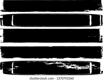 Grunge Paint Roller . Vector brush Stroke . Distressed banners, stamps . Black stripes isolated. paintbrush collection . Modern Textured shape . Dry border in Black . Brushstroke set . bulge lines