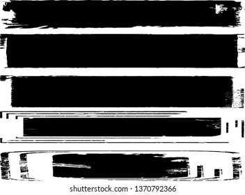 Grunge Paint Roller . Vector brush Stroke . Distressed banners, stamps . Black stripes isolated. paintbrush collection . Modern Textured shape . Dry border in Black . Brushstroke set . bulge lines