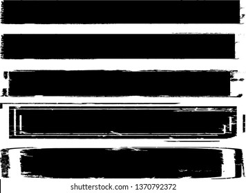 Grunge Paint Roller . Vector brush Stroke . Distressed banners, stamps . Black stripes isolated. paintbrush collection . Modern Textured shape . Dry border in Black . Brushstroke set . bulge lines
