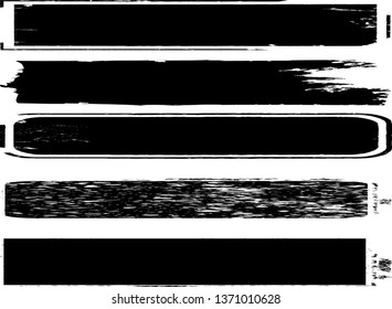 Grunge Paint Roller . Vector brush Stroke . Distressed banner . Black stripes isolated. paintbrush collection . Modern Textured shape . Brushdtroke set . Dry border in Black . Bulge lines