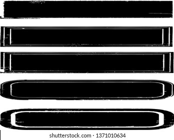 Grunge Paint Roller . Vector brush Stroke . Distressed banner . Black stripes isolated. paintbrush collection . Modern Textured shape . Brushdtroke set . Dry border in Black . Bulge lines