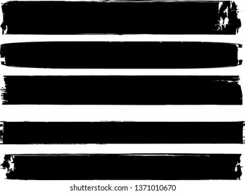 Grunge Paint Roller . Vector brush Stroke . Distressed banner . Black stripes isolated. paintbrush collection . Modern Textured shape . Brushdtroke set . Dry border in Black . Bulge lines