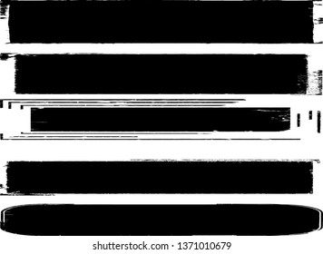 Grunge Paint Roller . Vector brush Stroke . Distressed banner . Black stripes isolated. paintbrush collection . Modern Textured shape . Brushdtroke set . Dry border in Black . Bulge lines