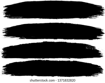 Grunge Paint Roller . Vector brush Stroke . Distressed banner . Black stripes isolated. paintbrush collection . Modern Textured shape . Dry border in Black . Bulge lines