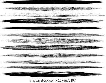 Grunge Paint Roller . Vector brush Stroke . Distressed banner . Black stripes isolated. paintbrush collection . Modern Textured shape . Dry border in Black . Bulge lines