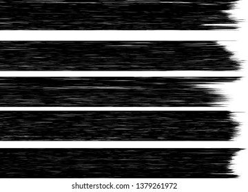 Grunge Paint Roller . Vector brush Stroke . Distressed banner . Black stripes isolated. paintbrush collection . Modern Textured shape . Dry border in Black . Bulge lines