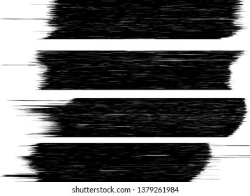 Grunge Paint Roller . Vector brush Stroke . Distressed banner . Black stripes isolated. paintbrush collection . Modern Textured shape . Dry border in Black . Bulge lines