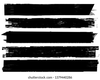 Grunge Paint Roller . Vector brush Stroke . Distressed banner . Black stripes isolated. paintbrush collection . Modern Textured shape . Dry border in Black . Bulge lines