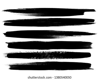 Grunge Paint Roller . Vector brush Stroke . Distressed banner . Black stripes isolated. paintbrush collection . Modern Textured shape . Dry border in Black . Bulge lines