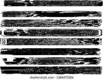 Grunge Paint Roller . Vector brush Stroke . Distressed banner . Black stripes isolated. paintbrush collection . Modern Textured shape . Dry border in Black . Bulge lines