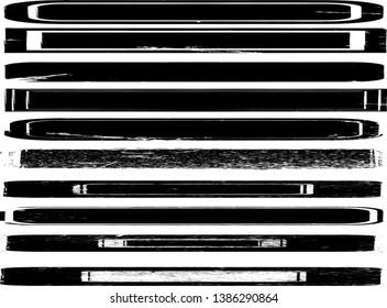 Grunge Paint Roller . Vector brush Stroke . Distressed banner . Black stripes isolated. paintbrush collection . Modern Textured shape . Dry border in Black . Bulge lines