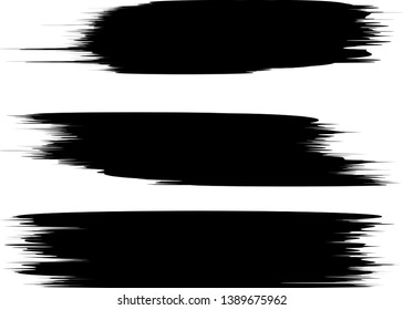 Grunge Paint Roller . Vector brush Stroke . Distressed banner . Black stripes isolated. paintbrush collection . Modern Textured shape . Dry border in Black . Bulge lines