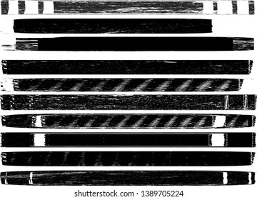 Grunge Paint Roller . Vector brush Stroke . Distressed banner . Black stripes isolated. paintbrush collection . Modern Textured shape . Dry border in Black . Bulge lines