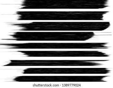 Grunge Paint Roller . Vector brush Stroke . Distressed banner . Black stripes isolated. paintbrush collection . Modern Textured shape . Dry border in Black . Bulge lines