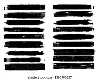 Rodillo de pintura Grunge . Pincel de Vector Stroke . Anuncio angustiado. Rayas negras aisladas. colección de borde de pincel . Forma texturizada moderna . Borde seco en negro . Líneas de protuberancia
