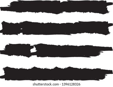 Grunge Paint Roller . Vector brush Stroke . Distressed banner . Black stripes isolated. paintbrush collection . Modern Textured shape . Dry border in Black . Bulge lines