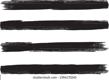 Grunge Paint Roller . Vector brush Stroke . Distressed banner . Black stripes isolated. paintbrush collection . Modern Textured shape . Dry border in Black . Bulge lines