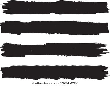 Grunge Paint Roller . Vector brush Stroke . Distressed banner . Black stripes isolated. paintbrush collection . Modern Textured shape . Dry border in Black . Bulge lines