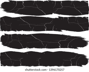 Grunge Paint Roller . Vector brush Stroke . Distressed banner . Black stripes isolated. paintbrush collection . Modern Textured shape . Dry border in Black . Bulge lines