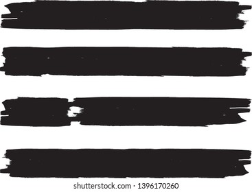Grunge Paint Roller . Vector brush Stroke . Distressed banner . Black stripes isolated. paintbrush collection . Modern Textured shape . Dry border in Black . Bulge lines