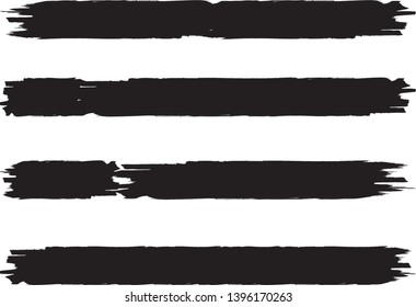 Grunge Paint Roller . Vector brush Stroke . Distressed banner . Black stripes isolated. paintbrush collection . Modern Textured shape . Dry border in Black . Bulge lines