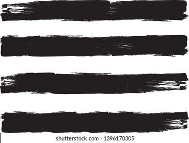 Grunge Paint Roller . Vector brush Stroke . Distressed banner . Black stripes isolated. paintbrush collection . Modern Textured shape . Dry border in Black . Bulge lines