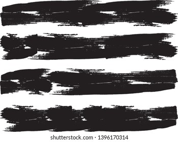 Grunge Paint Roller . Vector brush Stroke . Distressed banner . Black stripes isolated. paintbrush collection . Modern Textured shape . Dry border in Black . Bulge lines