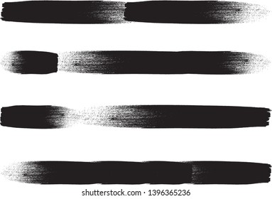 Grunge Paint Roller . Vector brush Stroke . Distressed banner . Black stripes isolated. paintbrush collection . Modern Textured shape . Dry border in Black . Bulge lines