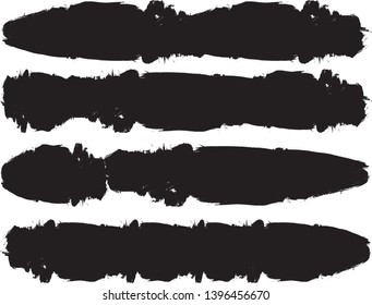 Grunge Paint Roller . Vector brush Stroke . Distressed banner . Black stripes isolated. paintbrush collection . Modern Textured shape . Dry border in Black . Bulge lines