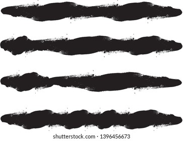 Grunge Paint Roller . Vector brush Stroke . Distressed banner . Black stripes isolated. paintbrush collection . Modern Textured shape . Dry border in Black . Bulge lines