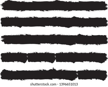 Grunge Paint Roller . Vector brush Stroke . Distressed banner . Black stripes isolated. paintbrush collection . Modern Textured shape . Dry border in Black . Bulge lines