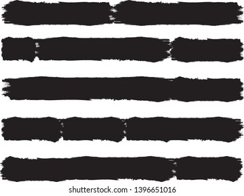 Grunge Paint Roller . Vector brush Stroke . Distressed banner . Black stripes isolated. paintbrush collection . Modern Textured shape . Dry border in Black . Bulge lines