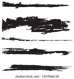 Grunge Paint Roller . Vector brush Stroke . Distressed banner . Black stripes isolated. paintbrush collection . Modern Textured shape . Dry border in Black . Bulge lines