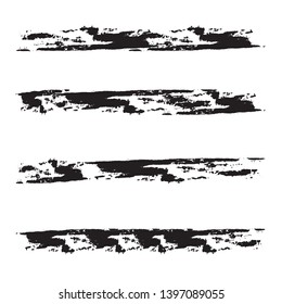 Grunge Paint Roller . Vector brush Stroke . Distressed banner . Black stripes isolated. paintbrush collection . Modern Textured shape . Dry border in Black . Bulge lines