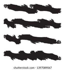 Grunge Paint Roller . Vector brush Stroke . Distressed banner . Black stripes isolated. paintbrush collection . Modern Textured shape . Dry border in Black . Bulge lines