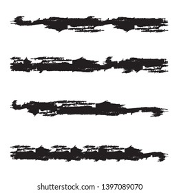 Grunge Paint Roller . Vector brush Stroke . Distressed banner . Black stripes isolated. paintbrush collection . Modern Textured shape . Dry border in Black . Bulge lines