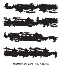 Grunge Paint Roller . Vector brush Stroke . Distressed banner . Black stripes isolated. paintbrush collection . Modern Textured shape . Dry border in Black . Bulge lines