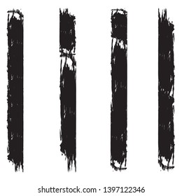 Grunge Paint Roller . Vector brush Stroke . Distressed banner . Black stripes isolated. paintbrush collection . Modern Textured shape . Dry border in Black . Bulge lines