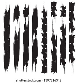 Grunge Paint Roller . Vector brush Stroke . Distressed banner . Black stripes isolated. paintbrush collection . Modern Textured shape . Dry border in Black . Bulge lines