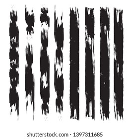 Grunge Paint Roller . Vector brush Stroke . Distressed banner . Black stripes isolated. paintbrush collection . Modern Textured shape . Dry border in Black . Bulge lines