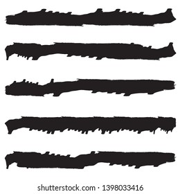 Grunge Paint Roller . Vector brush Stroke . Distressed banner . Black stripes isolated. paintbrush collection . Modern Textured shape . Dry border in Black . Bulge lines