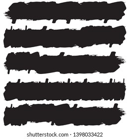 Grunge Paint Roller . Vector brush Stroke . Distressed banner . Black stripes isolated. paintbrush collection . Modern Textured shape . Dry border in Black . Bulge lines