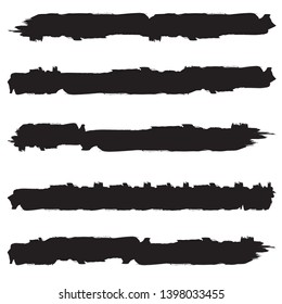 Grunge Paint Roller . Vector brush Stroke . Distressed banner . Black stripes isolated. paintbrush collection . Modern Textured shape . Dry border in Black . Bulge lines