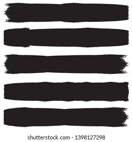 Grunge Paint Roller . Vector brush Stroke . Distressed banner . Black stripes isolated. paintbrush collection . Modern Textured shape . Dry border in Black . Bulge lines