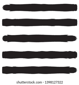 Grunge Paint Roller . Vector brush Stroke . Distressed banner . Black stripes isolated. paintbrush collection . Modern Textured shape . Dry border in Black . Bulge lines