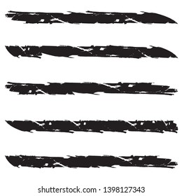 Grunge Paint Roller . Vector brush Stroke . Distressed banner . Black stripes isolated. paintbrush collection . Modern Textured shape . Dry border in Black . Bulge lines